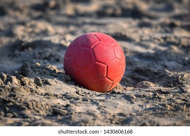 Beach Handball Ball Close-up On A Sunny Day