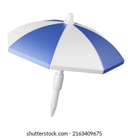 Beach Holiday Sun Protection Umbrella 3d Rendered Icon Illustration. Colourful Summer Parasol, Protective Device Against Sun