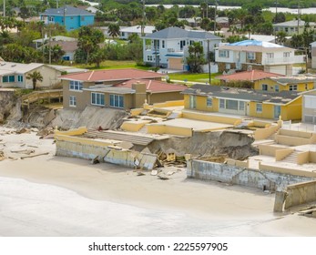 Beach Homes Collapse Aftermath Hurricane Nicole Daytona Florida