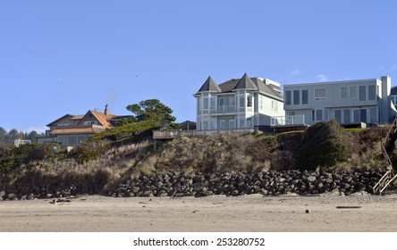 Beach Houses Panorama Lincoln City Oregon.