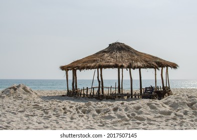 Beach Hut On River No 2 Beach In Sierra Leone, West Africa