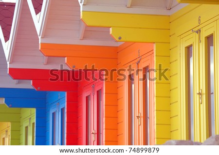 Similar – Image, Stock Photo Façade in rainbow colors with motion blur