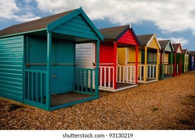 Beach Huts At Calshot, Southampton.