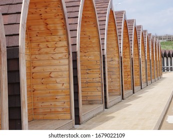 Beach huts East coast of England - Shutterstock ID 1679022109