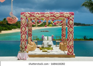 Beach Indian  Wedding And Decoration. Indian Arch For The Wedding Ceremony