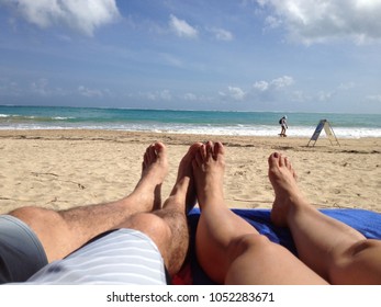 Beach Isla Verde Carolina, Puerto Rico.  Julio 22, 2015. 