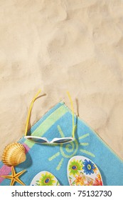 Beach Items On A Towel With Copy-space