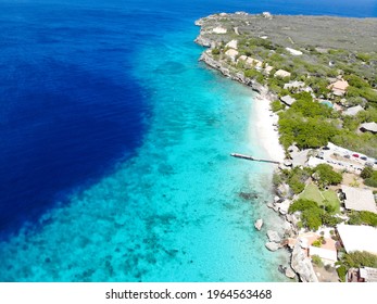 Beach Kalki Paradise In Willemstad Curaçao, Drone Top View, SEA, Ocean, Blue