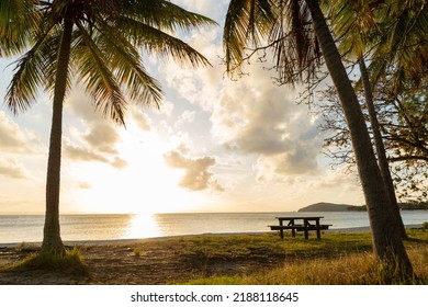 Beach Landscape At Sunset Time In A Cloudy Day In Great Keppel Island,Queensland,Australia