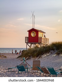 Skanör Beach Lifeguard Tower In Sunset