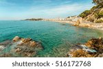 Beach in Lloret de Mar, Costa Brava, Catalonia, Spain.
