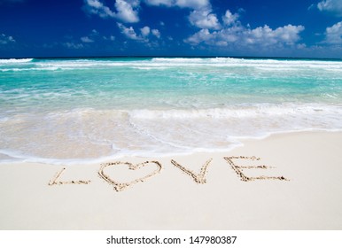 Beach And Love In Sand