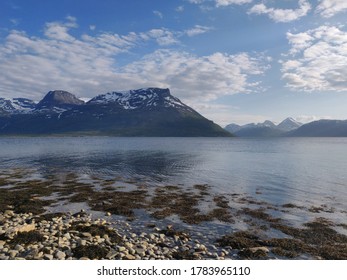 Beach with a mountain in the background