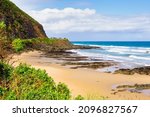 Beach at the mouth of the Cumberland River, a perennial river in The Otways region - Lorne, Victoria, Australia