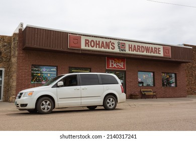 Beach, North Dakota - May 28, 2020: Rohan's Hardware, A Local Hardware Store. 