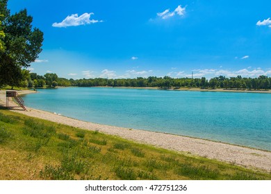     Beach On Beautiful Jarun Lake In Zagreb, Croatia, Sunny Summer Day 