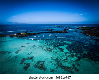 Beach On The Island Of San Cristobal In Galapagos Islands, Ecuador, Aerial Shot