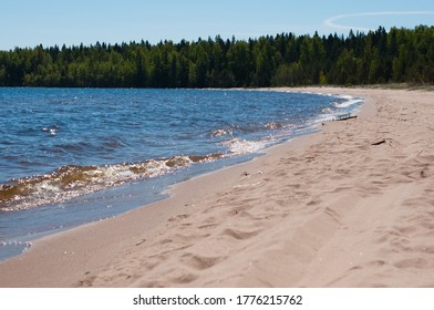 Beach On Lake Ladoga, Priozersky District Of The Leningrad Region Of Russia