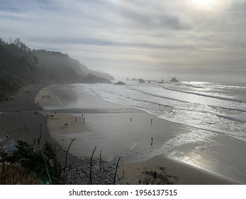 Beach On The Oregon Coast. Hiking Along The Cliff Side To Capture This Beautiful View.