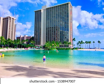 Beach and Palm trees on Waikiki Honolulu Hawaii
