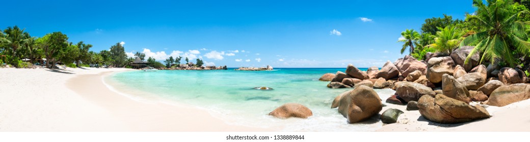 Beach panorama on the Seychelles
