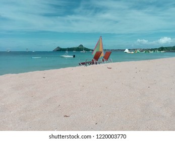 Beach panorama with view of pigeon island