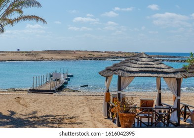 Beach of Paphos coast of Mediterranean sea