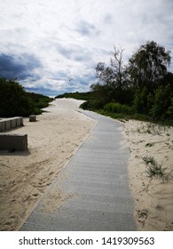 Beach path on a cloudy day