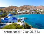 Beach of Platis gialos on Syros island, Greece.