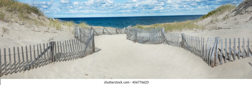 Beach at Provincetown, Massachusetts on Cape Cod with sea and clouds-Proportionate to Large Mobile Banner 