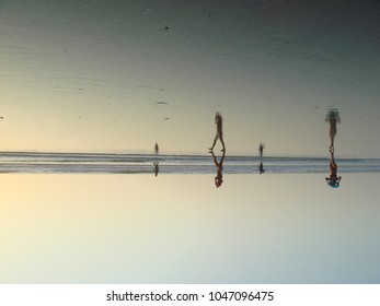 beach reflections sunset