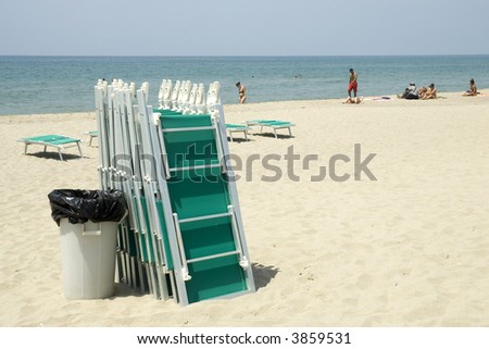 beach relaxing bathchairs ready for use Stock photo © 