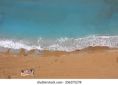 Beach Resort Aerial View. Sea, Sand, Wave. Alanya Bird Eye View
