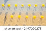 Beach resort in Florida Yellow umbrellas
