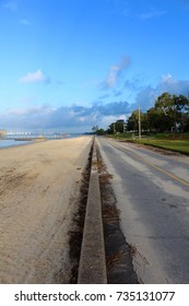 Beach and road divided