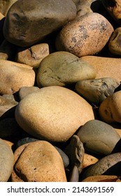 Beach Rocks, Rounded Pebbles From Ocean Wear,Mount Desert Island, Acadia National Park,SeawallMaine