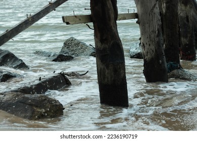 beach with rocks and waves