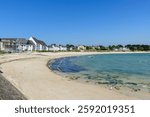 The beach in Saint-Pierre-Quiberon in Europe, France, Brittany, Morbihan, Saint Pierre Quiberon, in summer, on a sunny day.