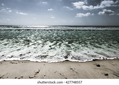 At The Beach In San Diego. Coast Of California. Bleach Bypass Effect