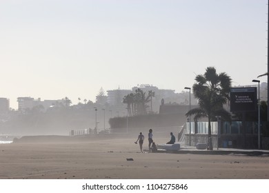 Beach With Sand In The Air In San Agustin, Gran Canaria 2017