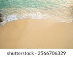 Beach sand background for summer vacation concept. Beach nature and summer seawater with sunlight light sandy beach Sparkling sea water 