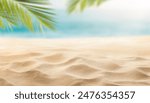 beach sand with palm branches on the background of the sea