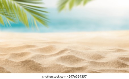 beach sand with palm branches on the background of the sea - Powered by Shutterstock