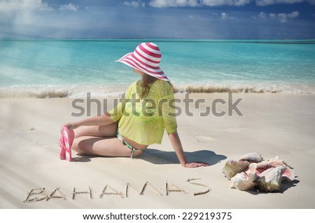 Beach scene. Great Exuma, Bahamas.