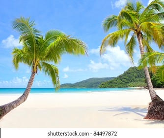 Beach Scene On A Beautiful Island