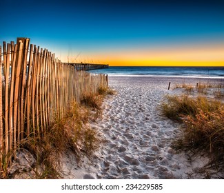 Beach Scene In Panama City Beach Florida After Sunset