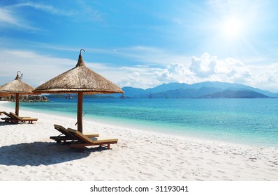 Beach Scene, Tropics, Pacific Ocean