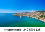 Beach and sea in Kavala, Greece, Europe. Sand beach and clear water