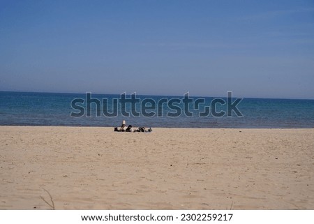 Beach shoreline to lake Michigan in Sheboygan, Wisconsin 