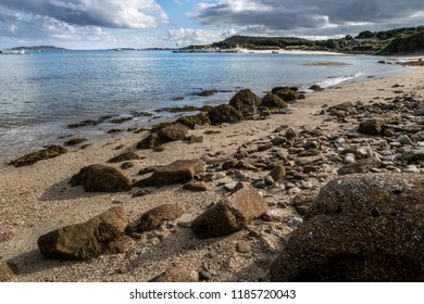 Beach shoreline on Bryher, Isles of Scilly, UK.